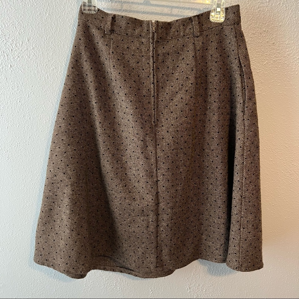 ModCloth brown polka dot wool skirt size medium retro style - Picture 4 of 7